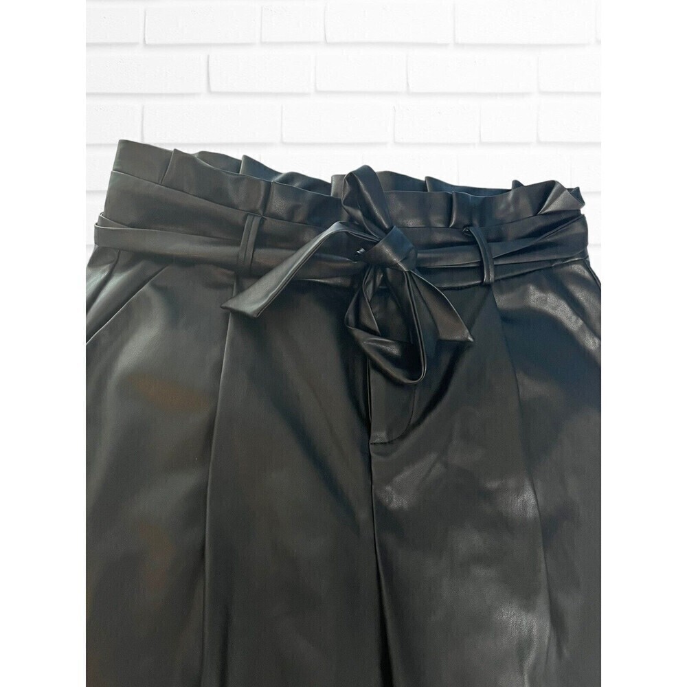 Vero Moda Women's Medium Pants Eva Paperbag Faux Leather Ankle‎ Black - Picture 2 of 8